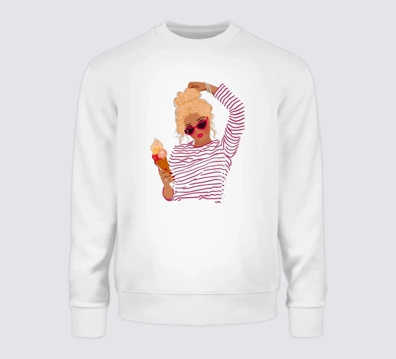 Gestreiftes Mädchen mit Eiscreme Sweatshirt von Illustration Raissa Oltmanns