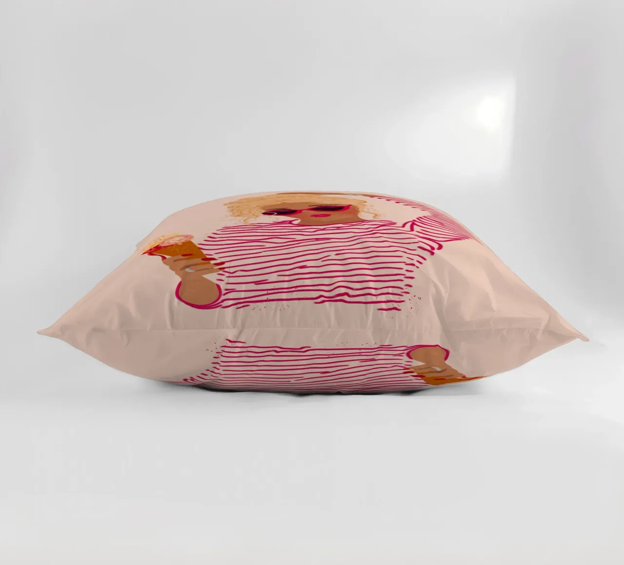 Ragazza a righe con gelato cuscino da Illustration Raissa Oltmanns