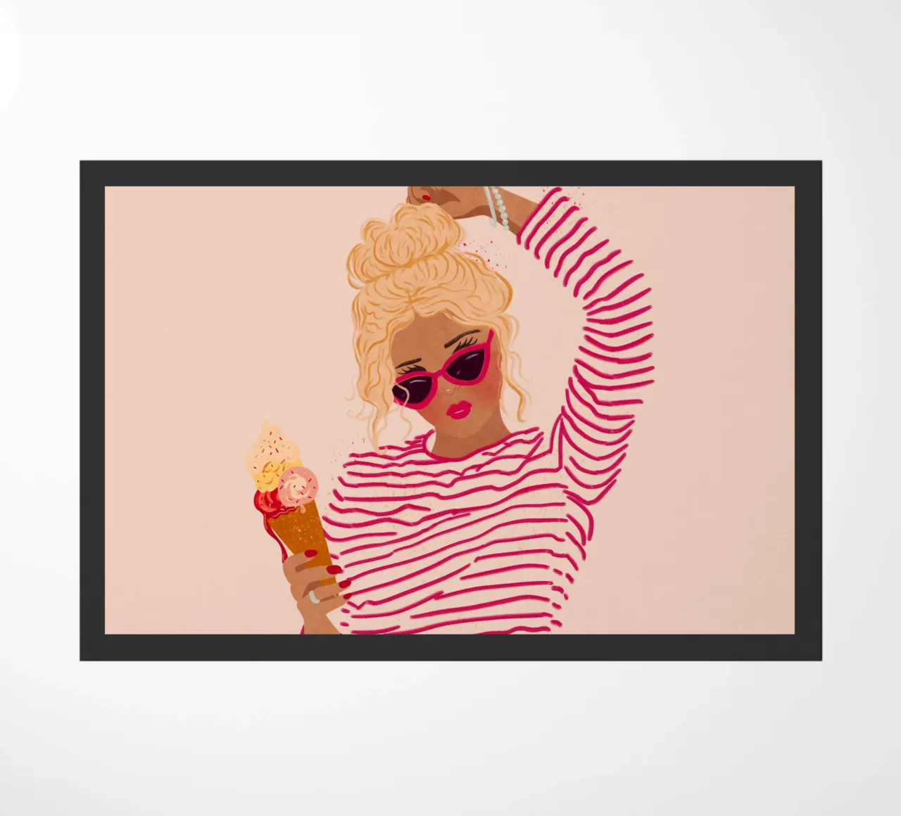 Ragazza a righe con gelato zerbino da Illustration Raissa Oltmanns