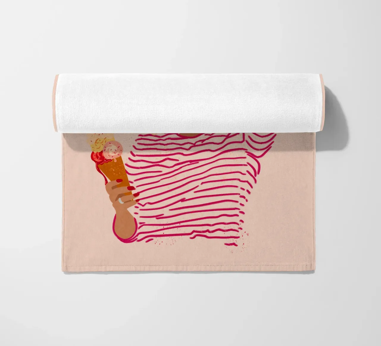 Ragazza a righe con gelato telo mare da Illustration Raissa Oltmanns
