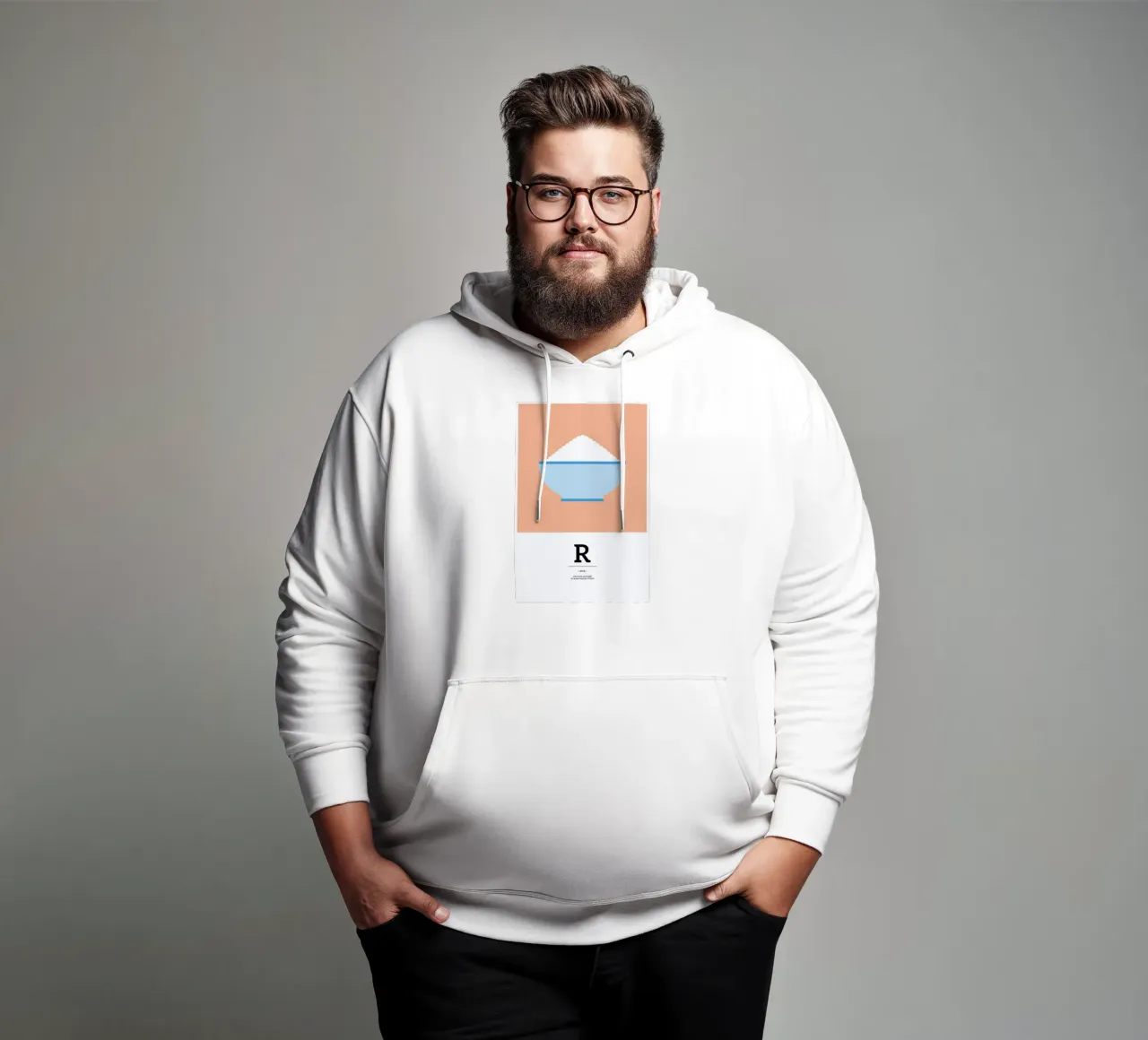 „The Food Alphabet“ - R like Rice felpa con cappuccio da BLAEK Design Studio