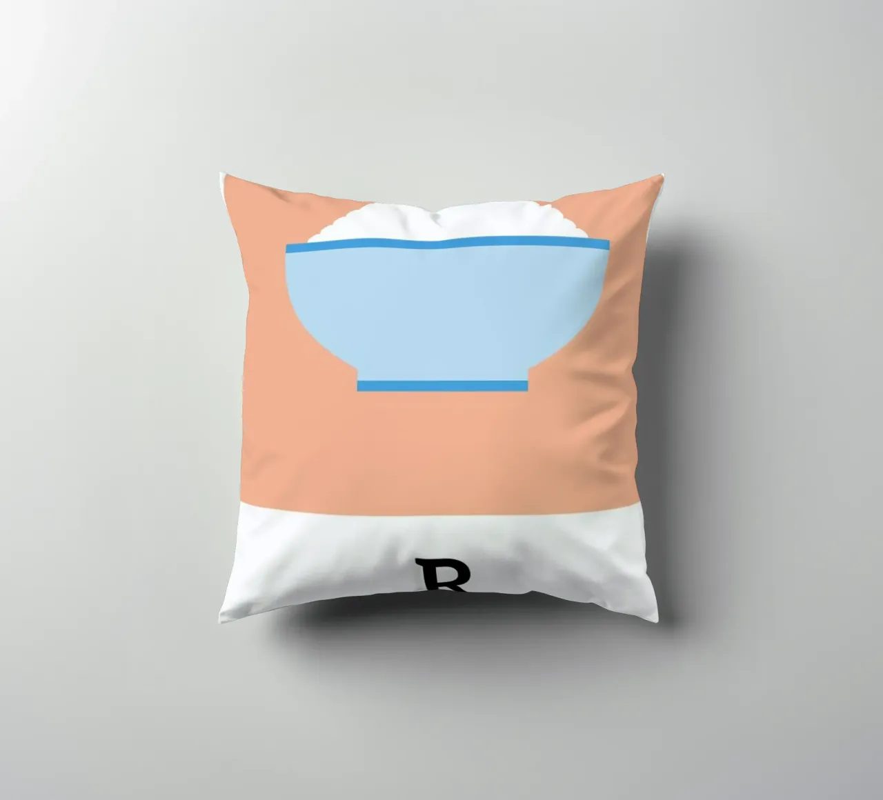 „The Food Alphabet“ - R like Rice cuscino da BLAEK Design Studio