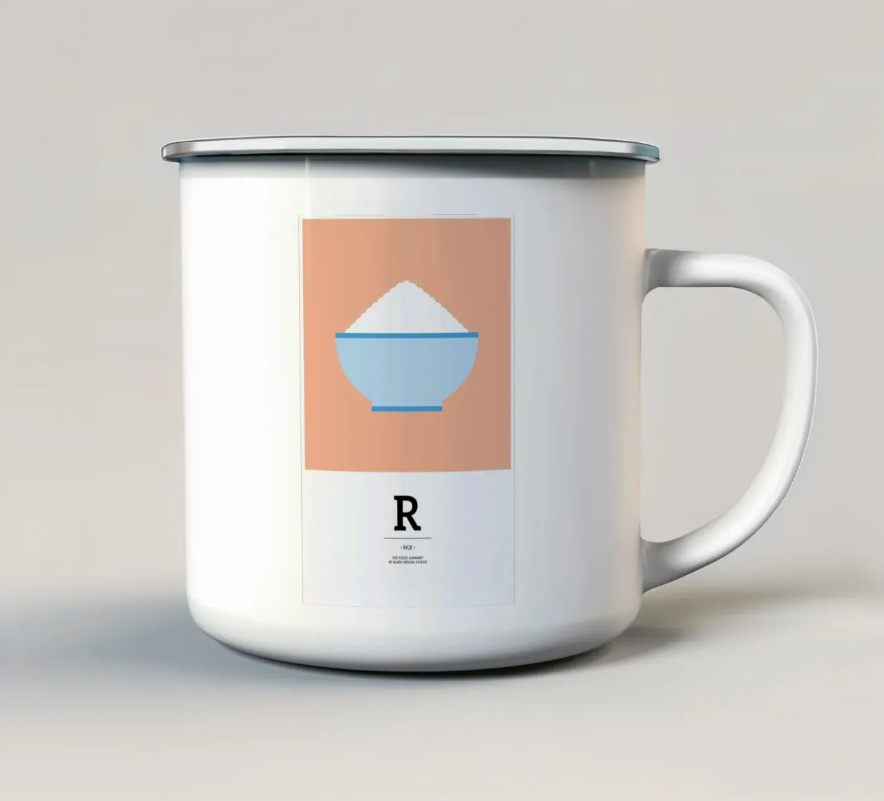 „The Food Alphabet“ - R like Rice tazza in smalto da BLAEK Design Studio