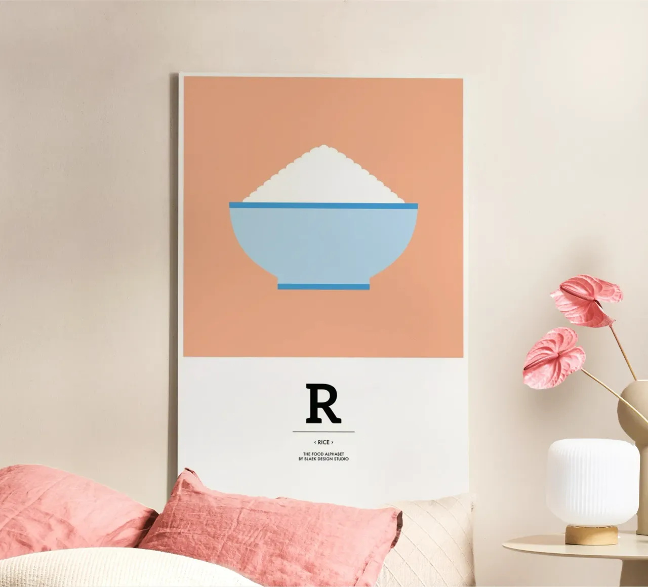 „The Food Alphabet“ - R like Rice canvas van BLAEK Design Studio