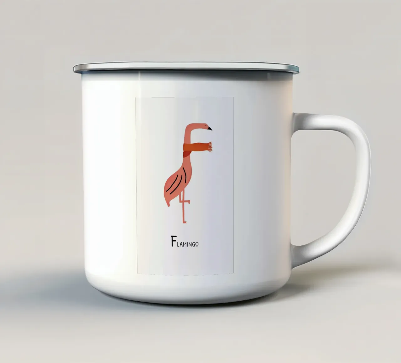 F for Flamingo tazza in smalto da Little Flourishes