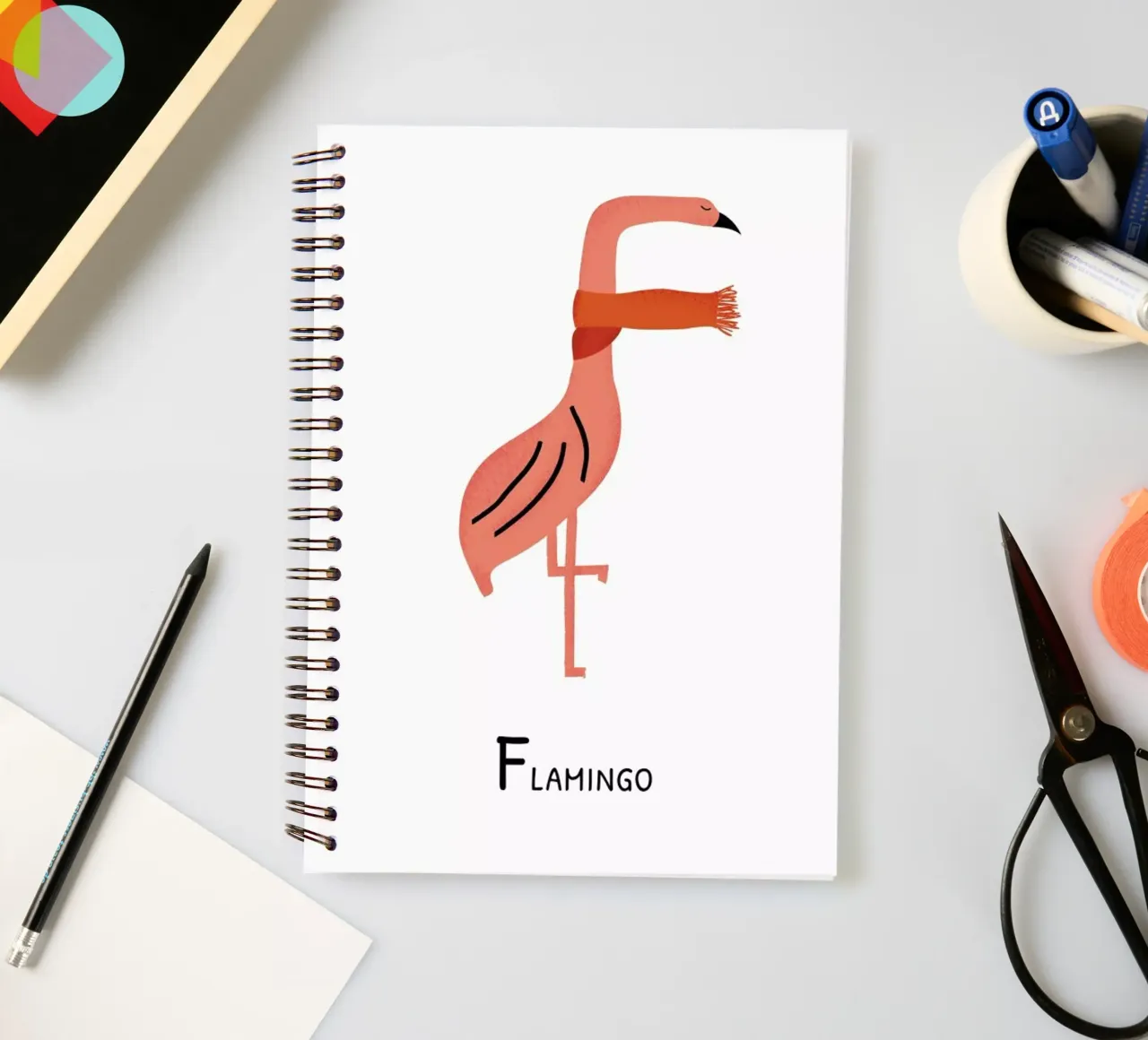 F for Flamingo spiral notebook by Little Flourishes
