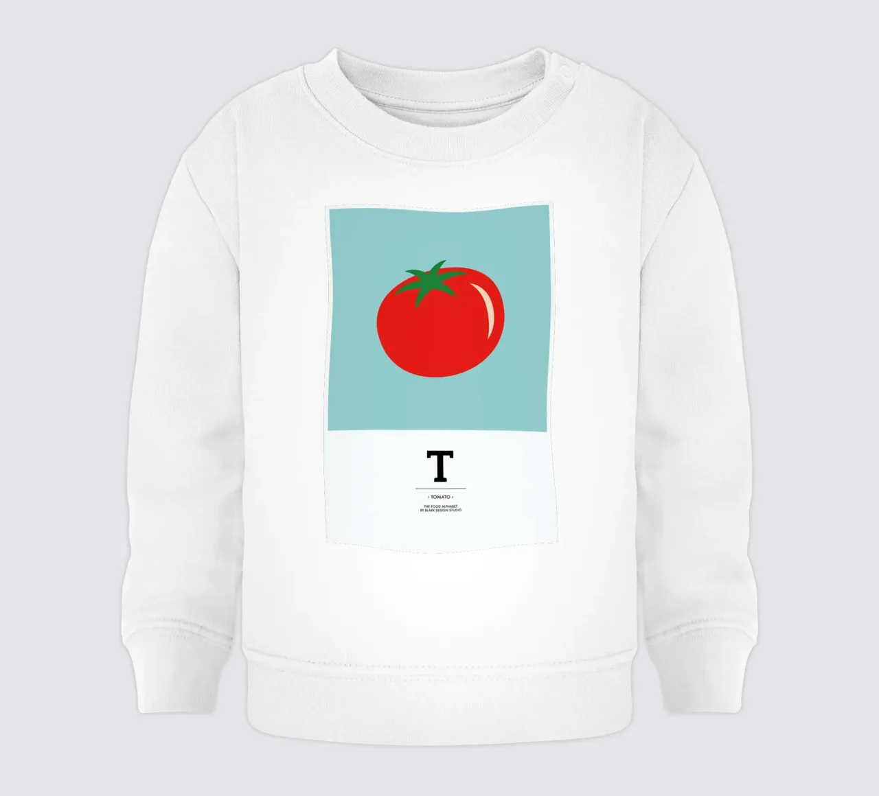 „The Food Alphabet“ - T like Tomato felpa neonato da BLAEK Design Studio