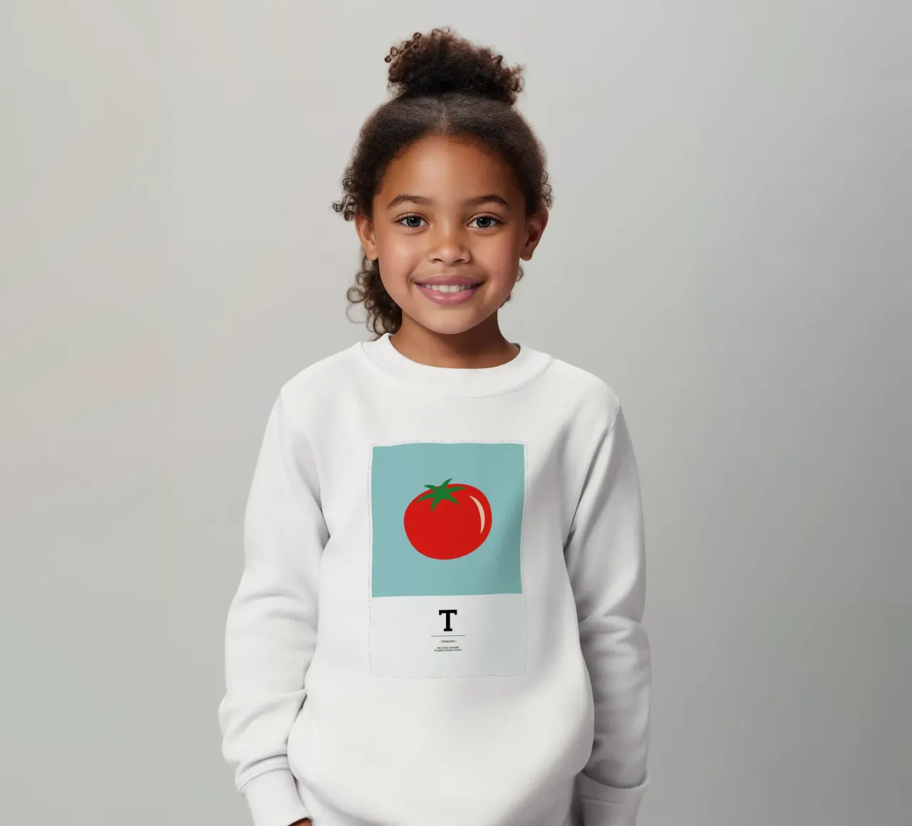 „The Food Alphabet“ - T like Tomato felpa bambino da BLAEK Design Studio