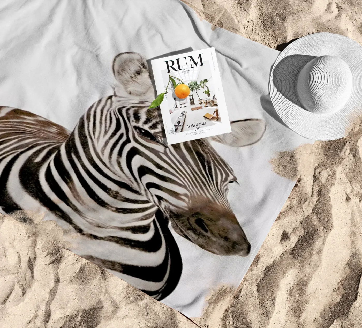 Zebra beach towel by Paws & Claws