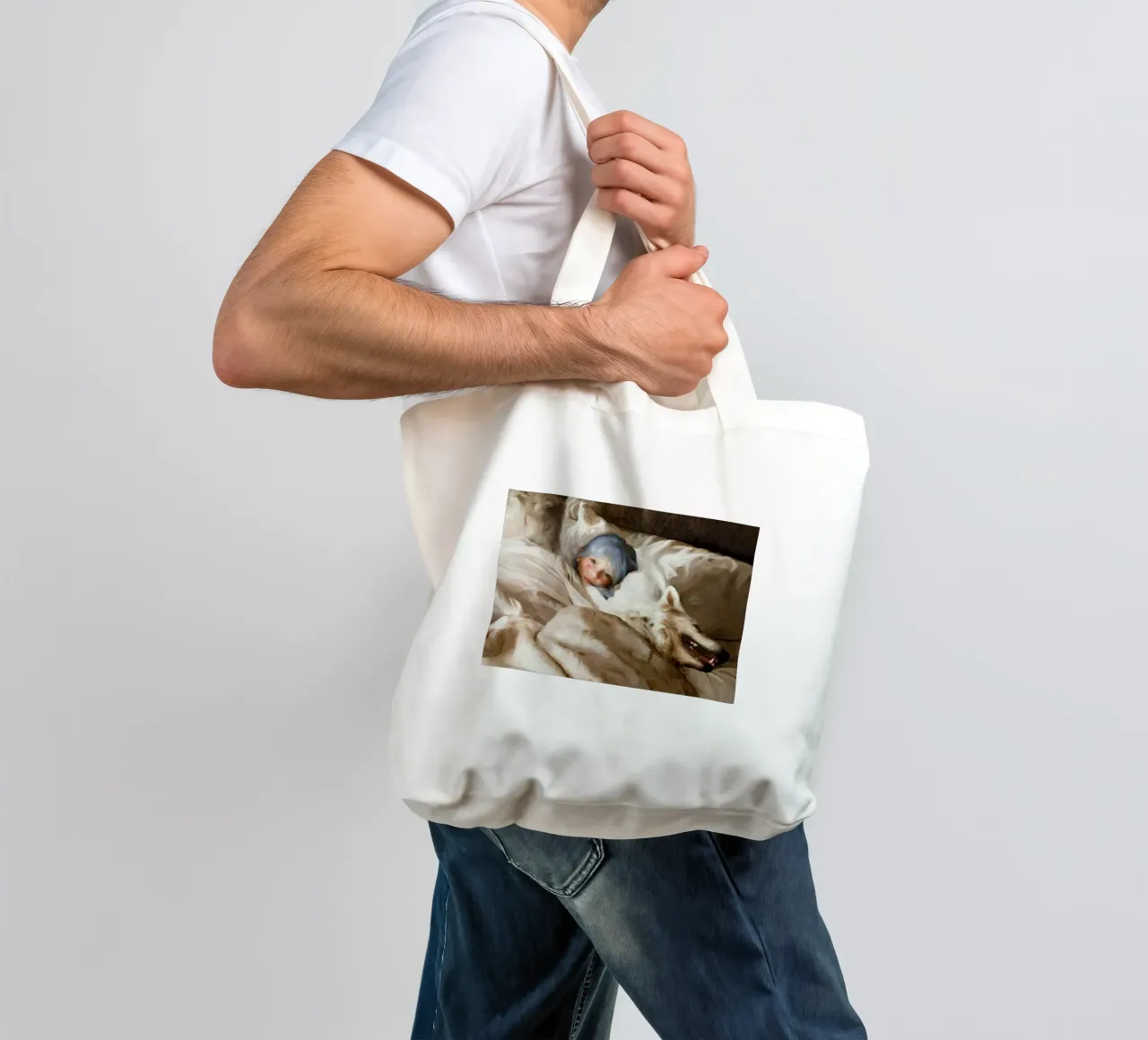 Guillermo Lorca La ragazza che dorme con il lupo borsa in juta da Birgitart