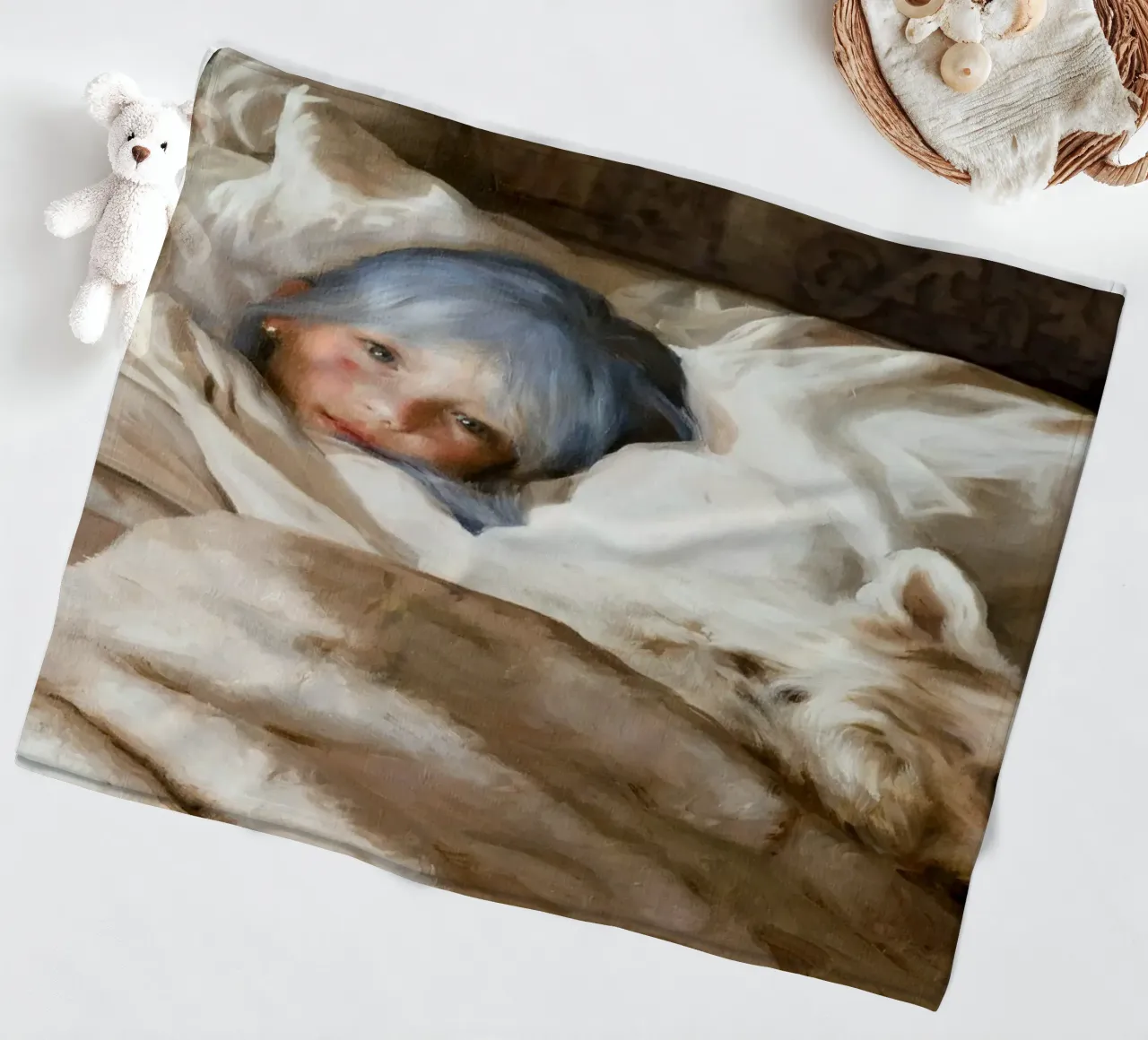 Guillermo Lorca La ragazza che dorme con il lupo coperta in pile da Birgitart