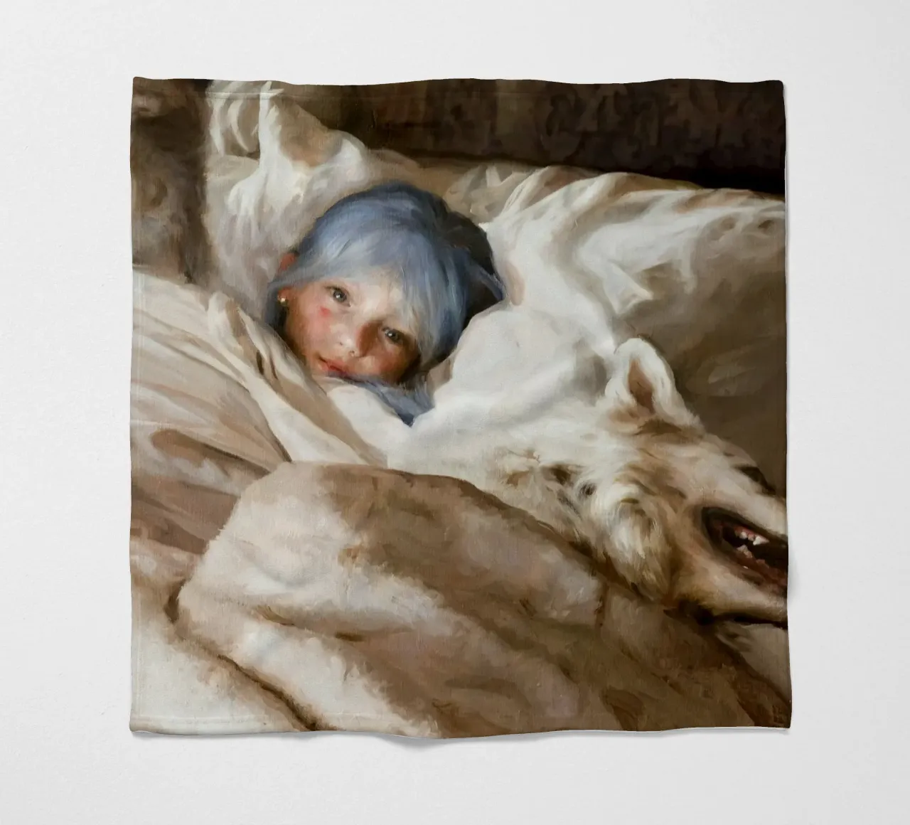 Guillermo Lorca La ragazza che dorme con il lupo coperta in pile da Birgitart