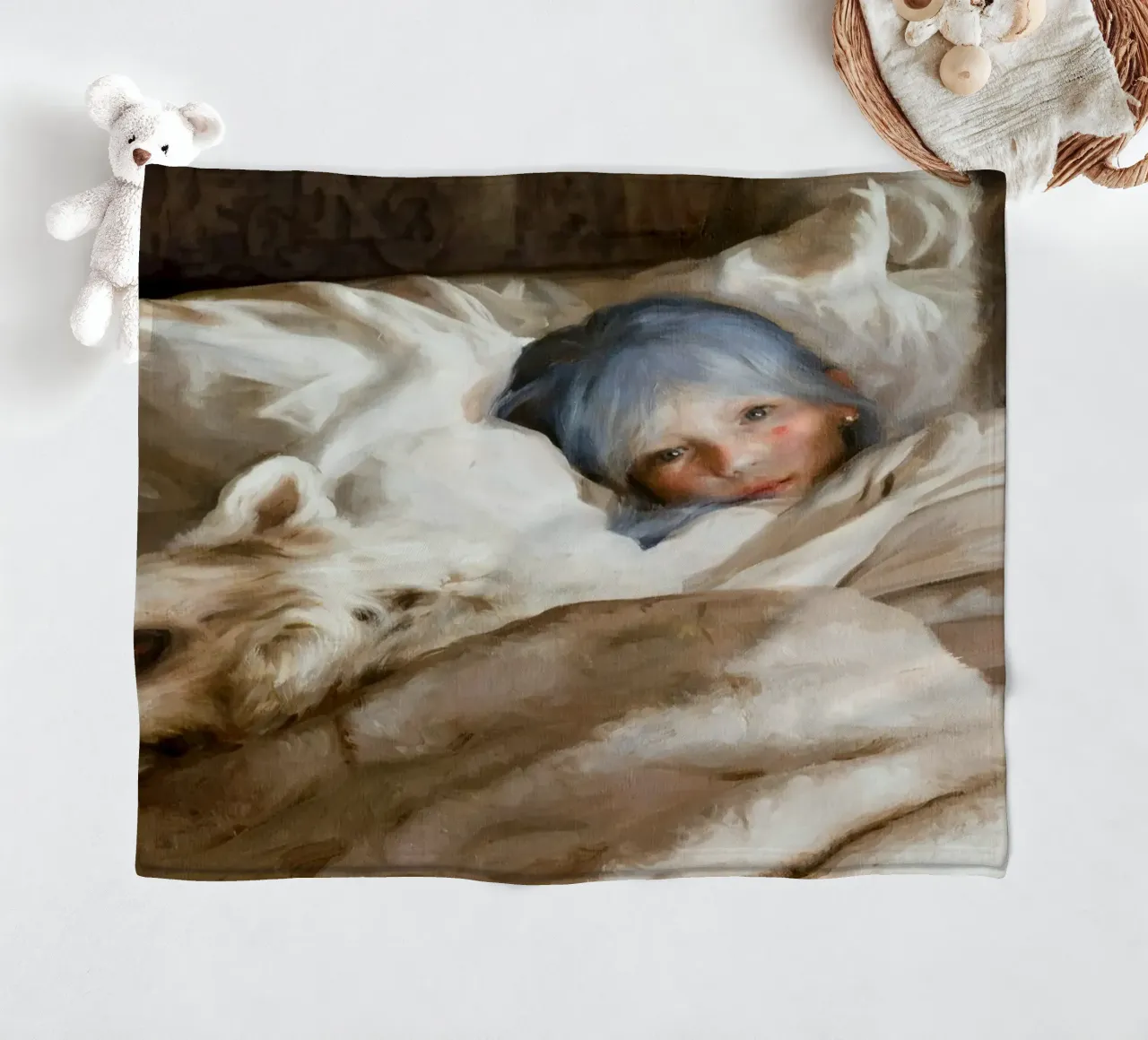 Guillermo Lorca La ragazza che dorme con il lupo coperta in pile da Birgitart