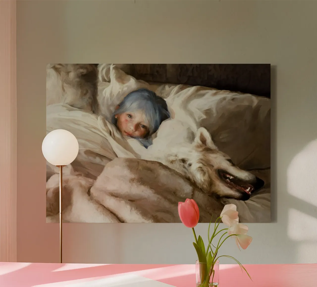 Guillermo Lorca Meisje dat slaapt met de wolf canvas van Birgitart