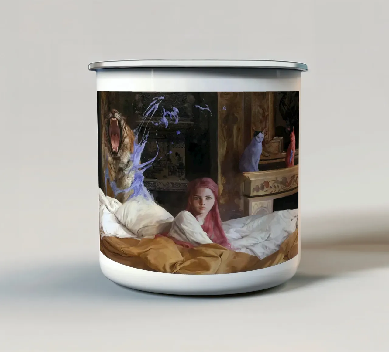 Guillermo Lorca e il resto è silenzio tazza in smalto da Birgitart