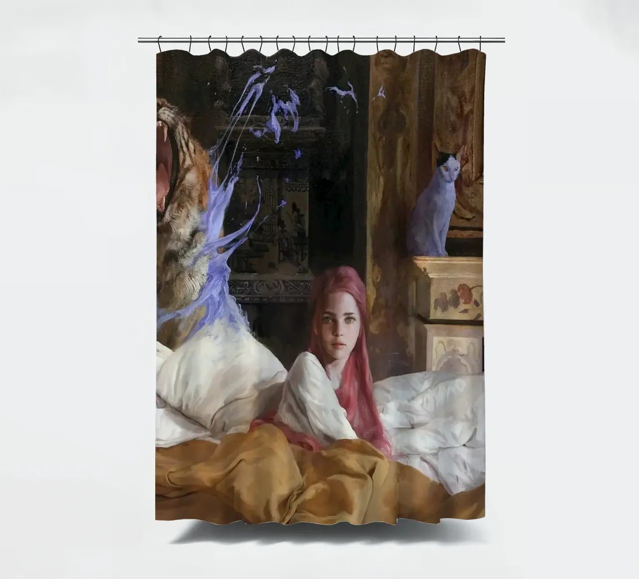 Guillermo Lorca and the Rest is Silence shower curtain by Birgitart