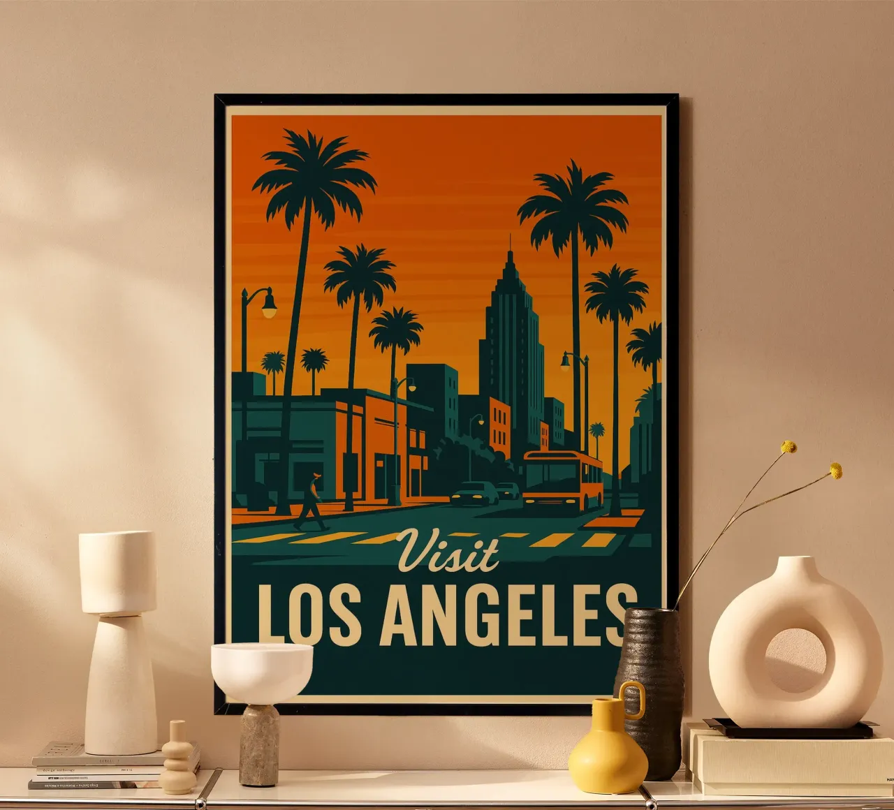 Viaggio a Los Angeles poster con telaio in legno da Mercury Club