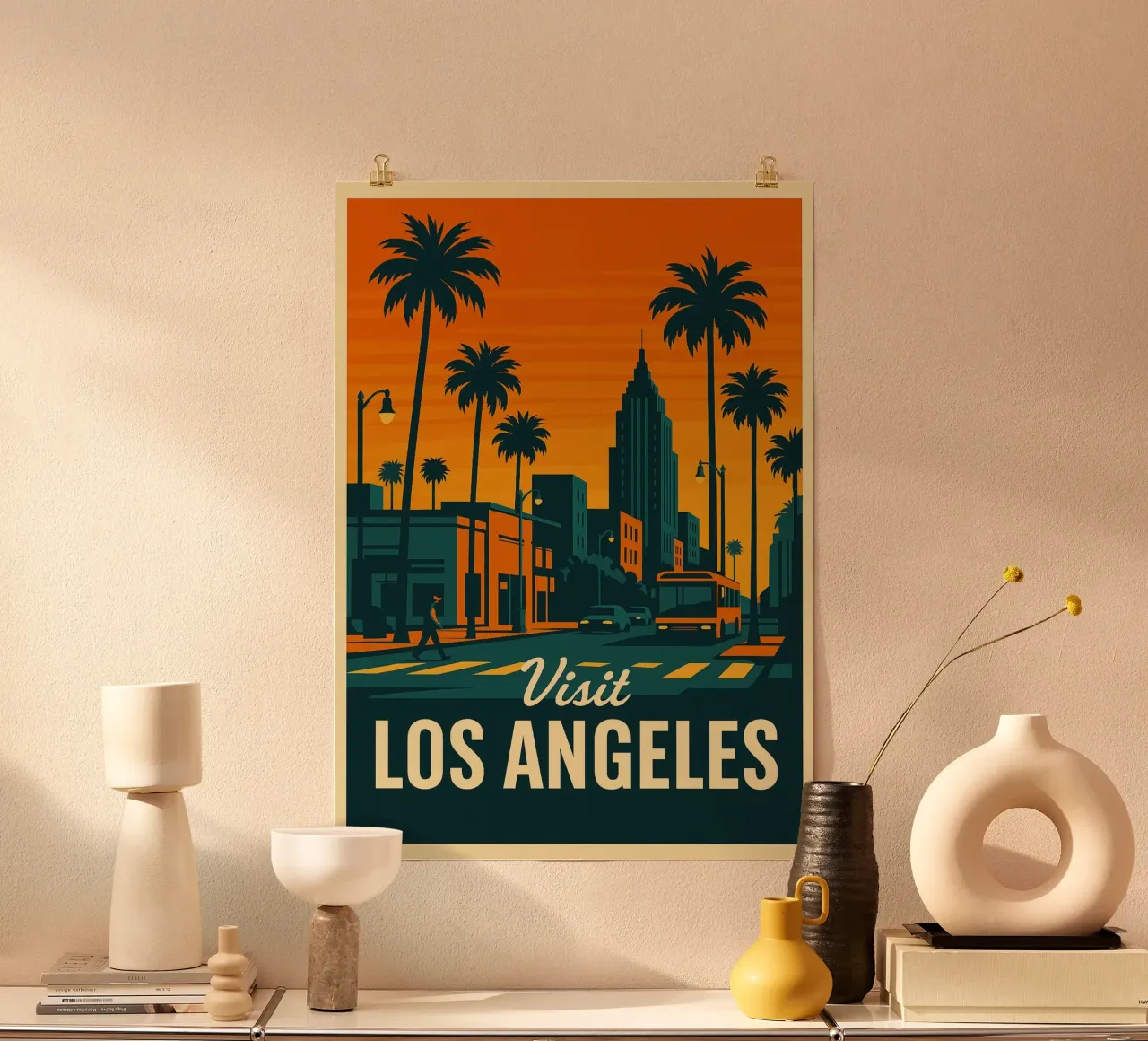 Viaggio a Los Angeles poster con telaio in legno da Mercury Club