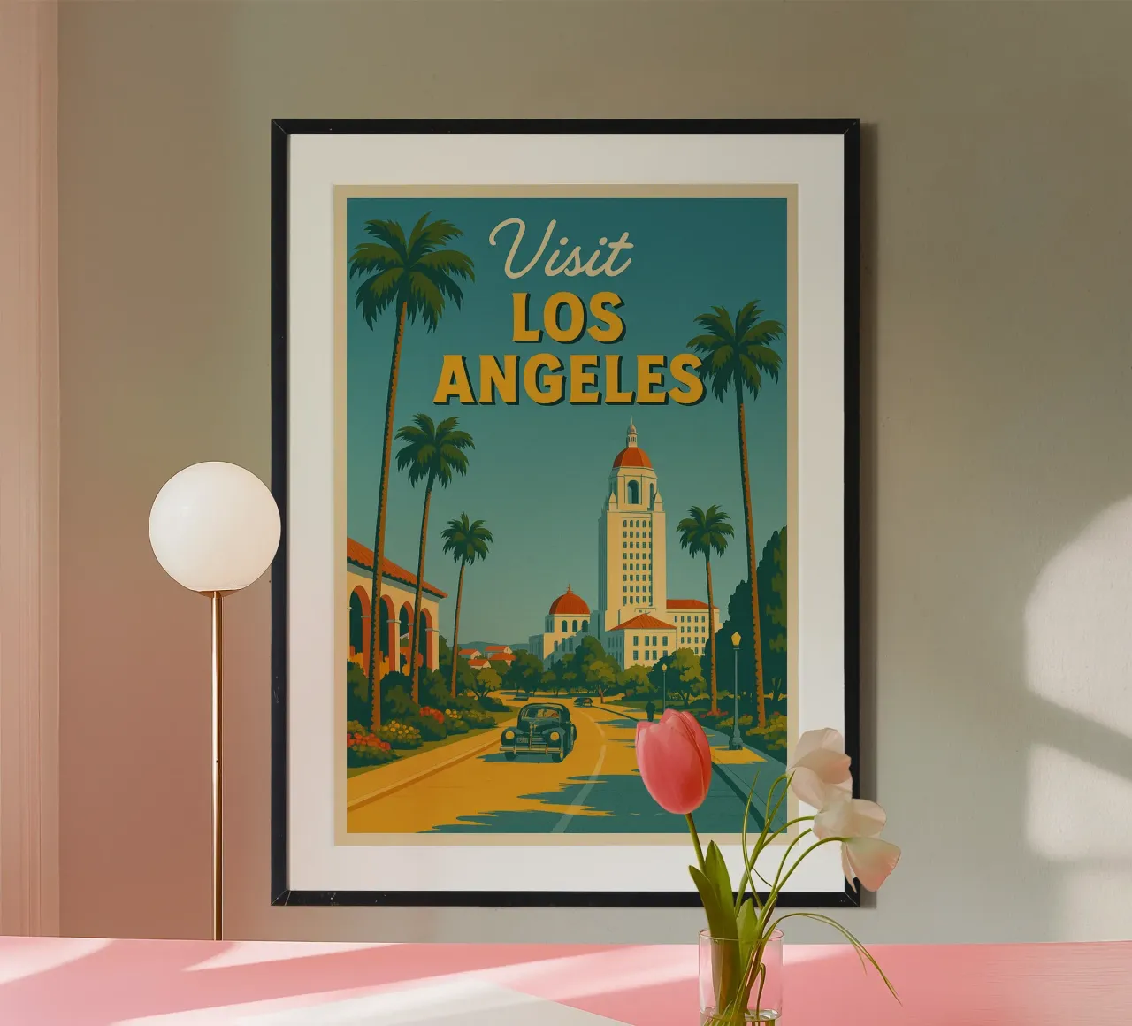 Viaggio a Los Angeles poster con telaio in plastica da Mercury Club