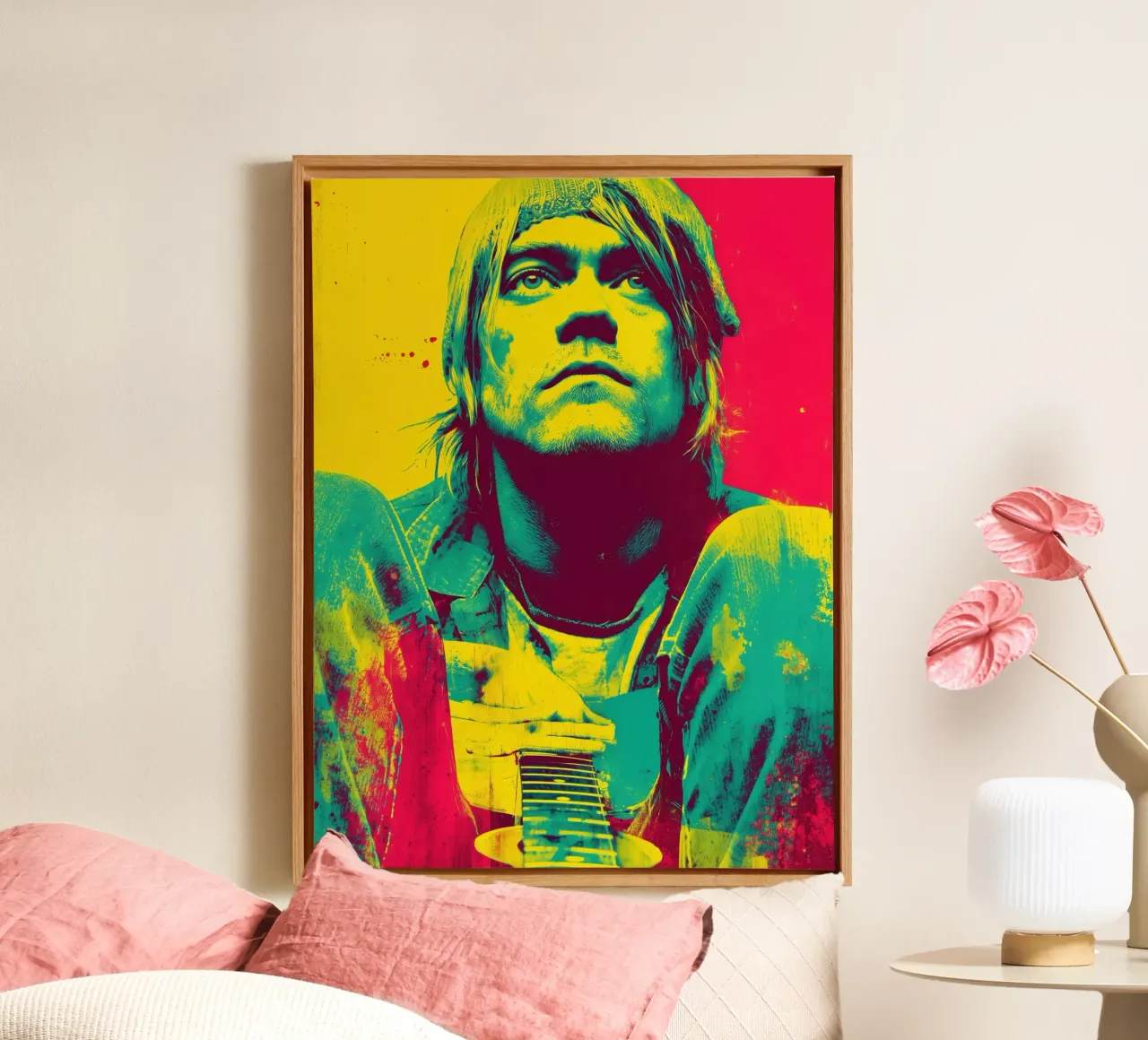 Kurt Corbain Portrait | Pop Art Music Nirvana canvas with Floater frame by Autofocus