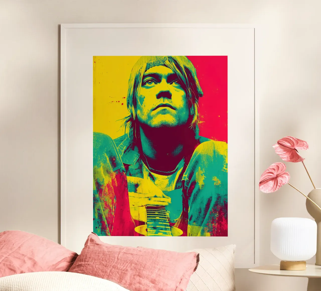 Kurt Corbain Ritratto | Pop Art Musica Nirvana poster con telaio in legno da Autofocus