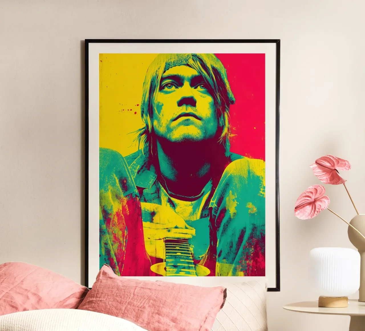 Kurt Corbain Ritratto | Pop Art Musica Nirvana poster con telaio in legno da Autofocus