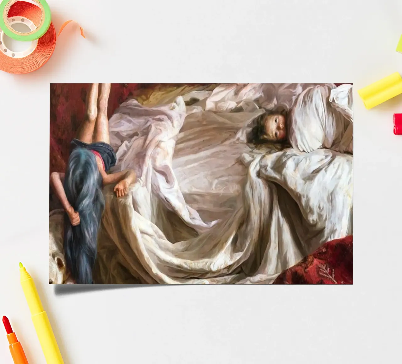 Guillermo Lorca Girls on the Bed sticker sheet by Birgitart