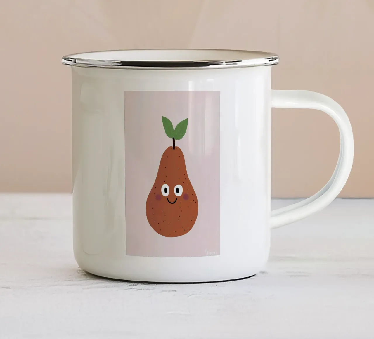 Cute Little Pear Nursery Print, Kids Wall Art enamel mug by Little Lola