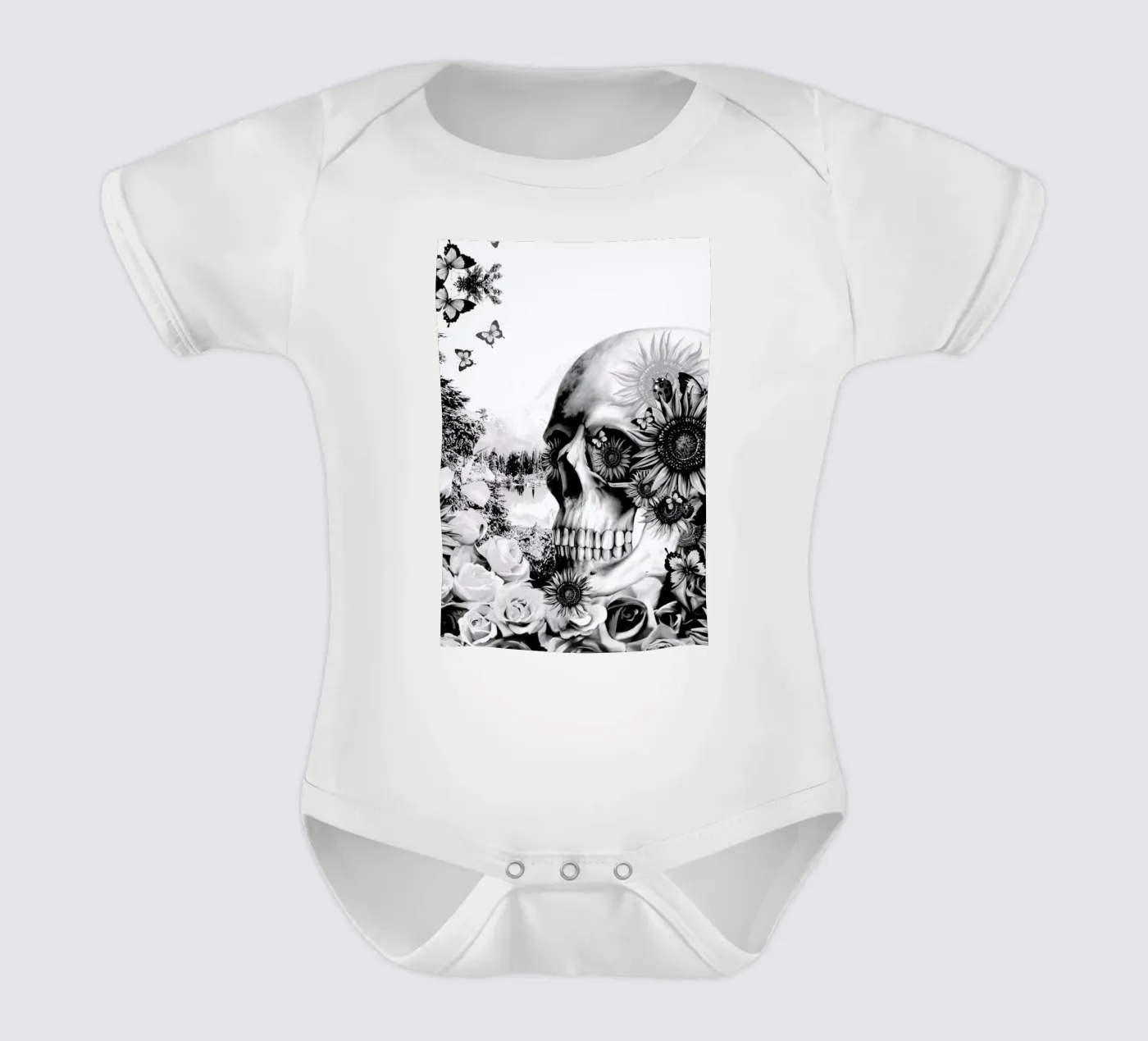 Reflection short-sleeve baby romper by Kristy Patterson