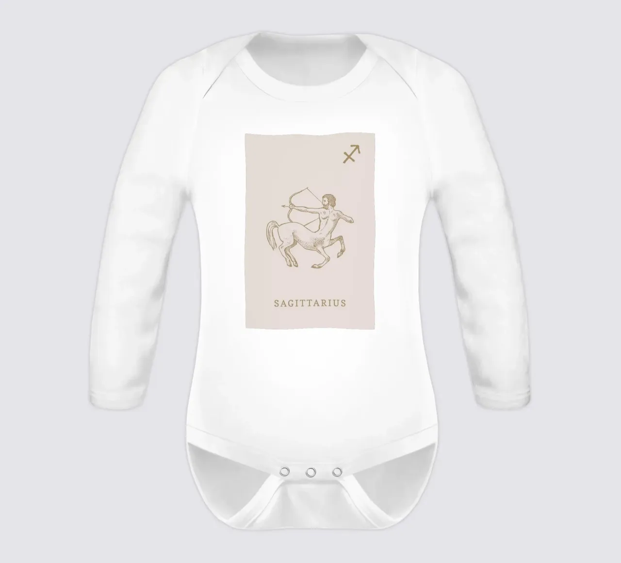 Sagittarius long-sleeve baby romper by Flora & Fauna