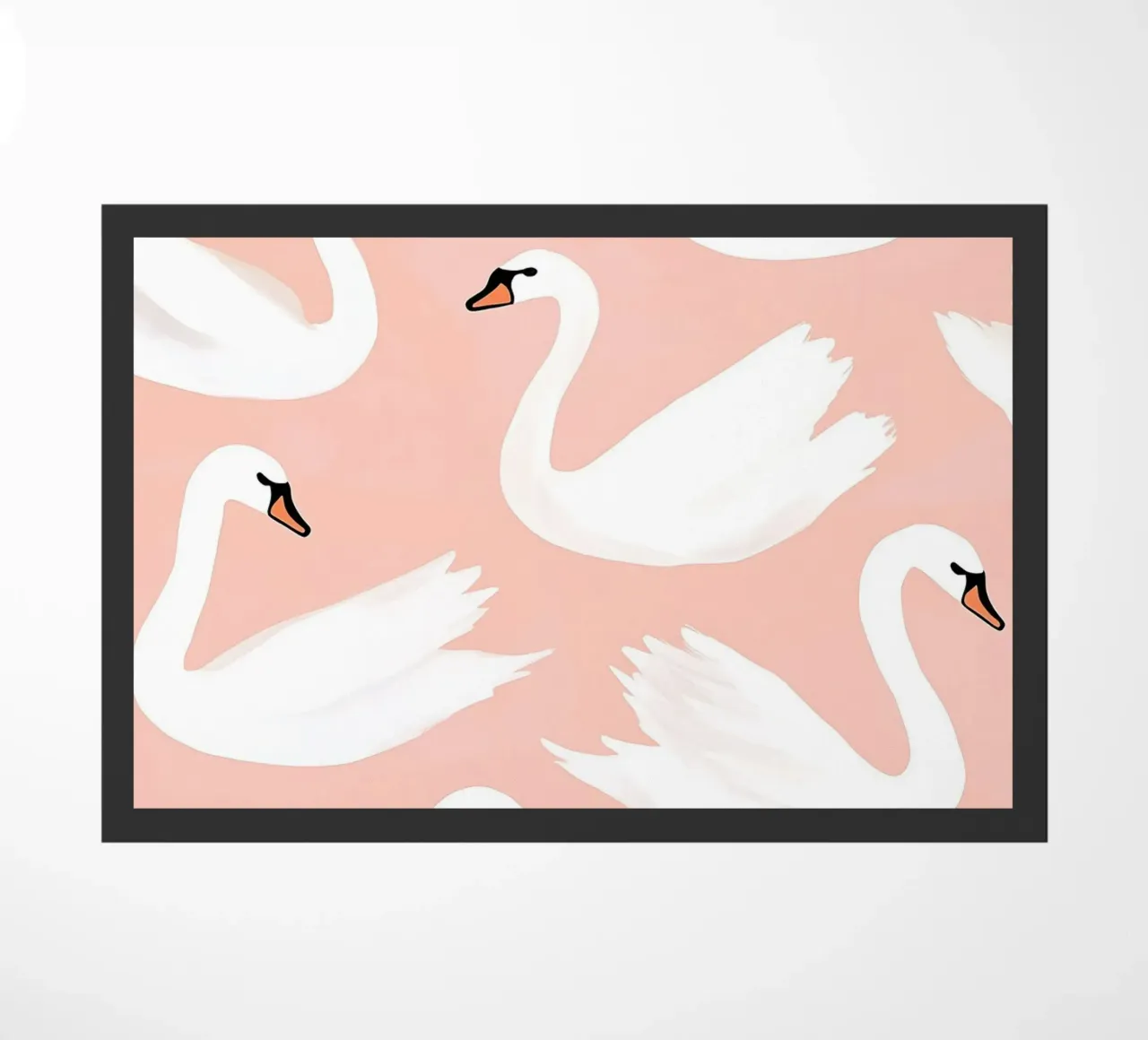Swan Print, Kids Wall Art, Nursery Decor Pink doormat by Little Lola