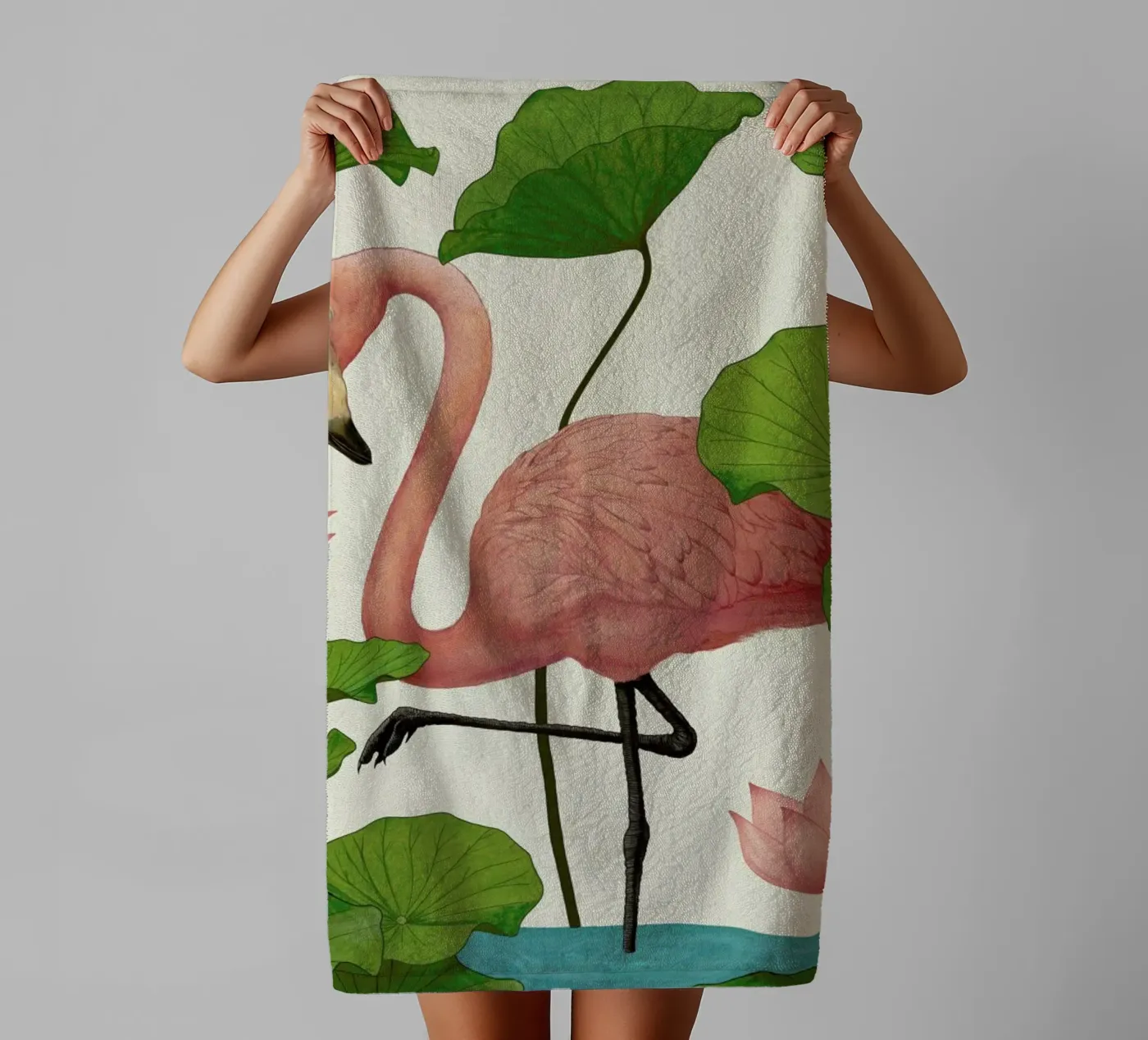 Flamingo towel by Laura Graves