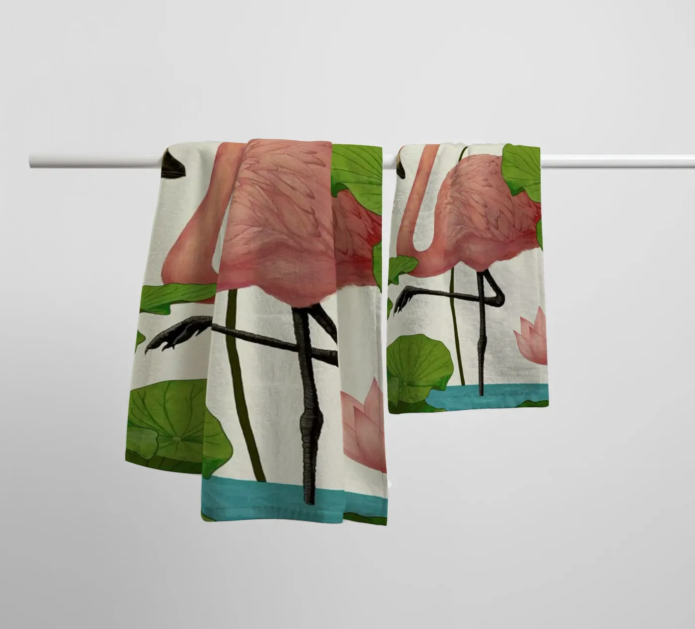 Flamingo towel by Laura Graves