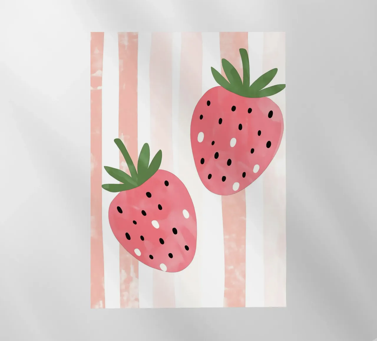 Strawberry Print, Pastel Nursery Poster backlit film by Little Lola