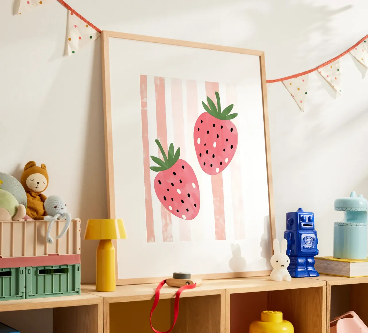 Erdbeere Druck, Pastell Kinderzimmer Poster Hahnemühle von Little Lola