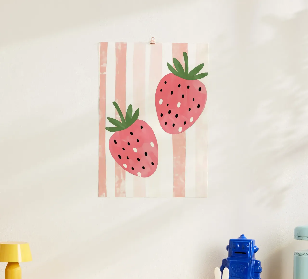 Erdbeere Druck, Pastell Kinderzimmer Poster Hahnemühle von Little Lola