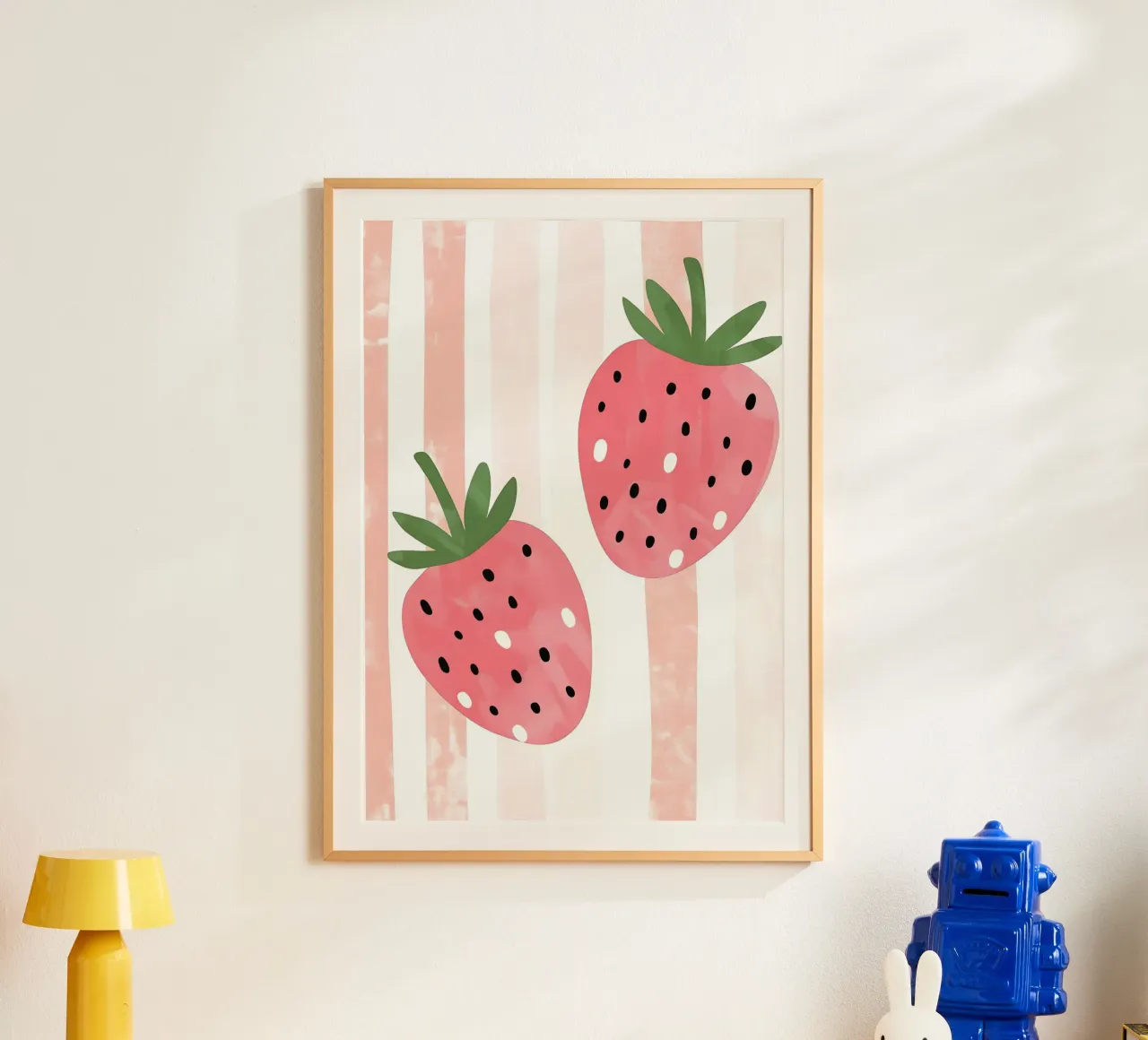 Erdbeere Druck, Pastell Kinderzimmer Poster Hahnemühle von Little Lola
