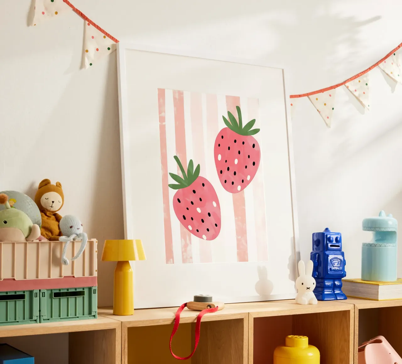 Erdbeere Druck, Pastell Kinderzimmer Poster Hahnemühle von Little Lola