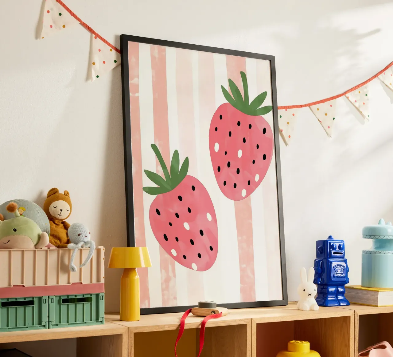 Erdbeere Druck, Pastell Kinderzimmer Poster Hahnemühle von Little Lola