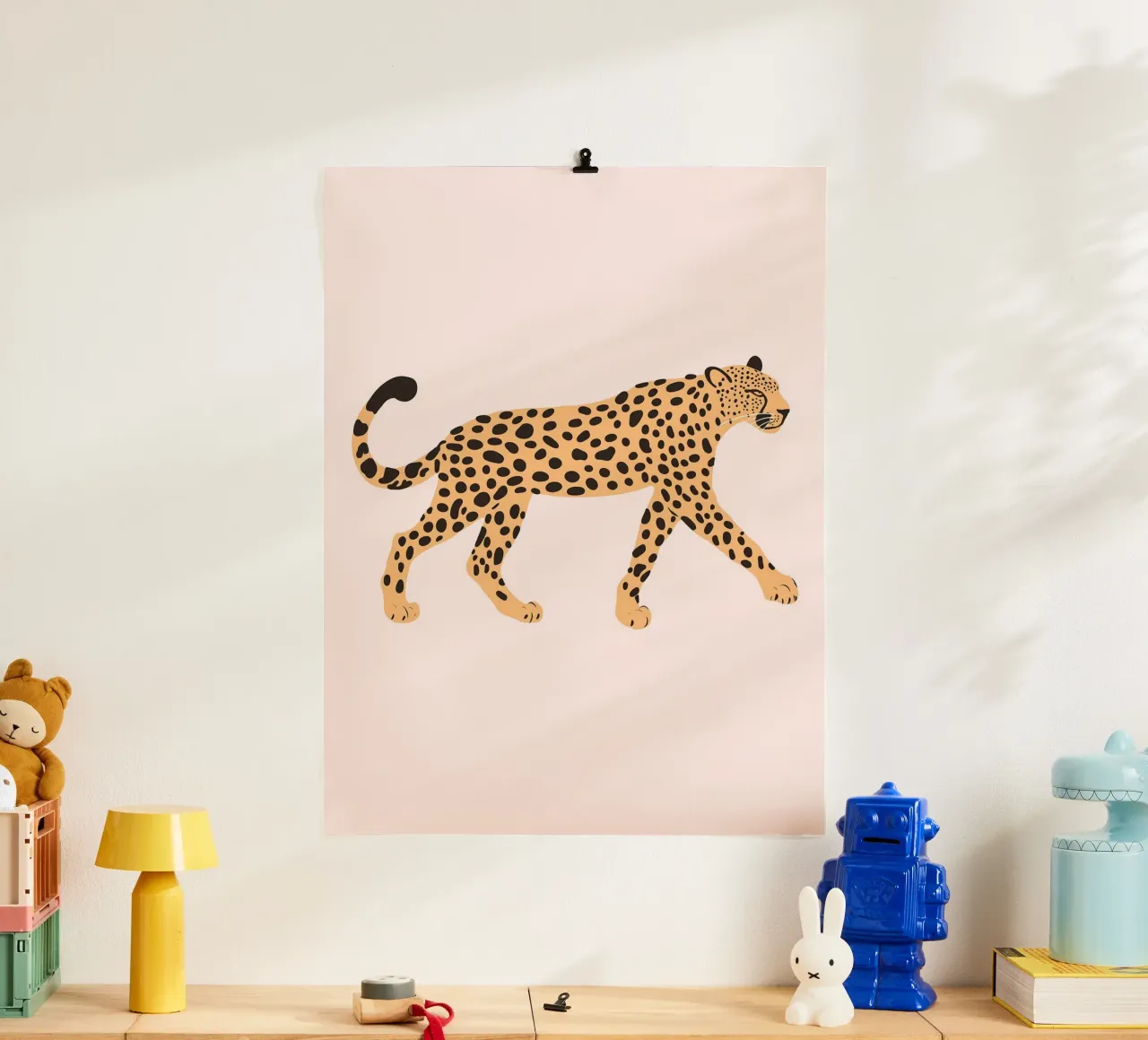 Stampa di animali selvatici leopardiani, arte murale per l'asilo nido, poster per bambini poster con telaio in plastica da Little Lola