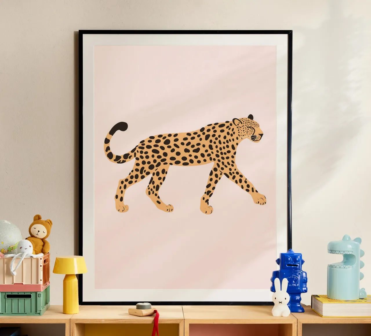 Stampa di animali selvatici leopardiani, arte murale per l'asilo nido, poster per bambini poster con telaio in plastica da Little Lola