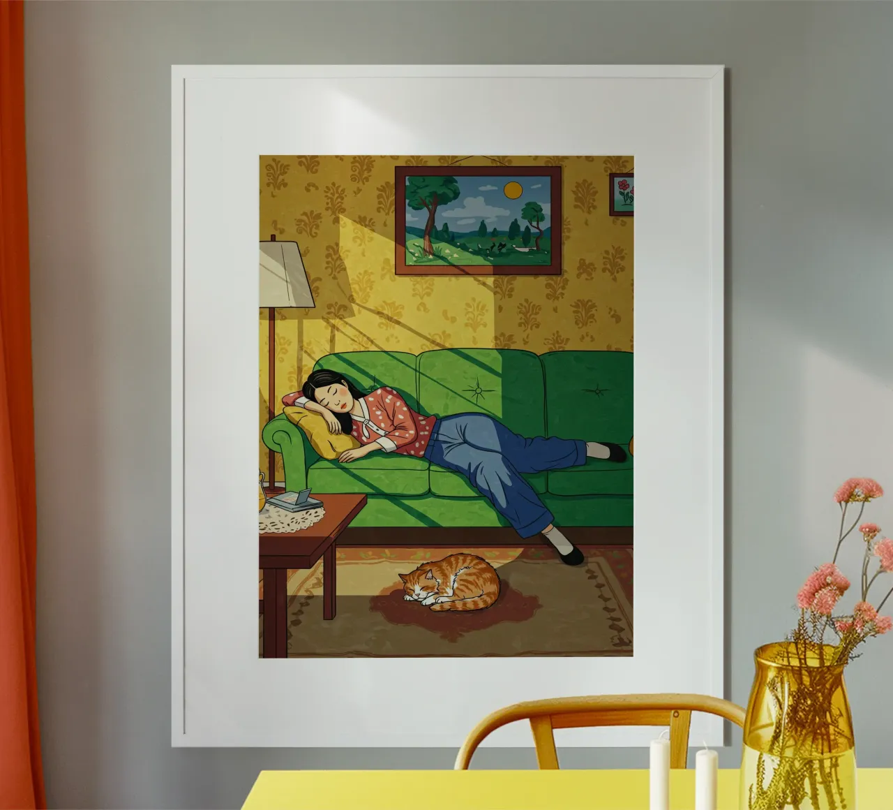 Dormire a casa poster con telaio in alluminio da Art Center