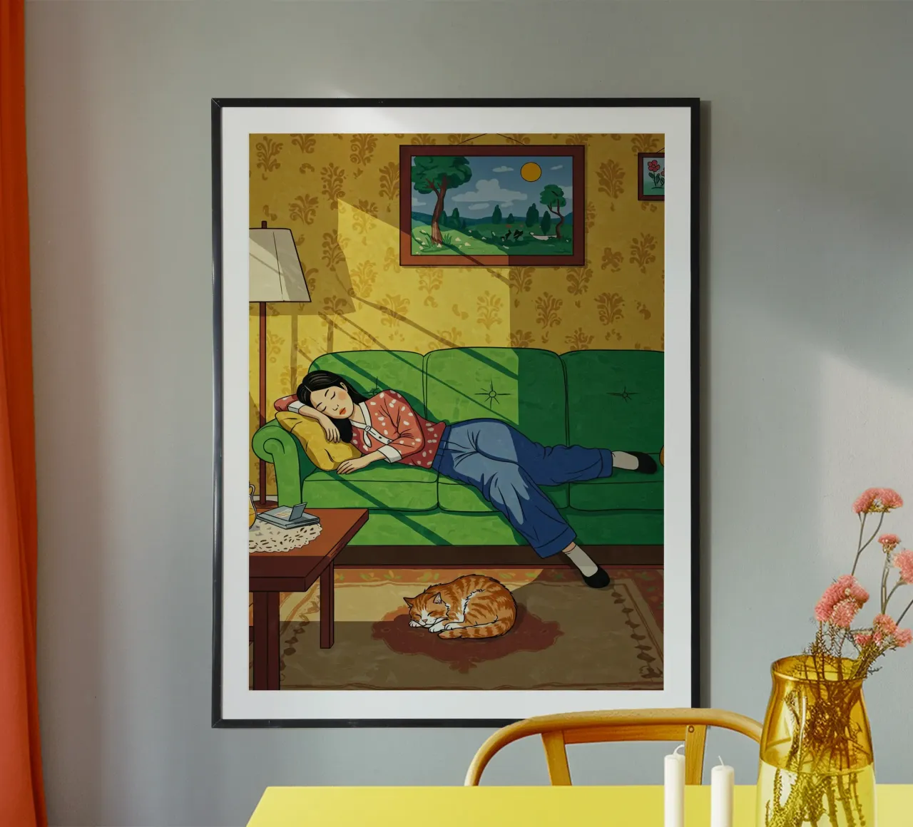 Dormire a casa poster con telaio in alluminio da Art Center