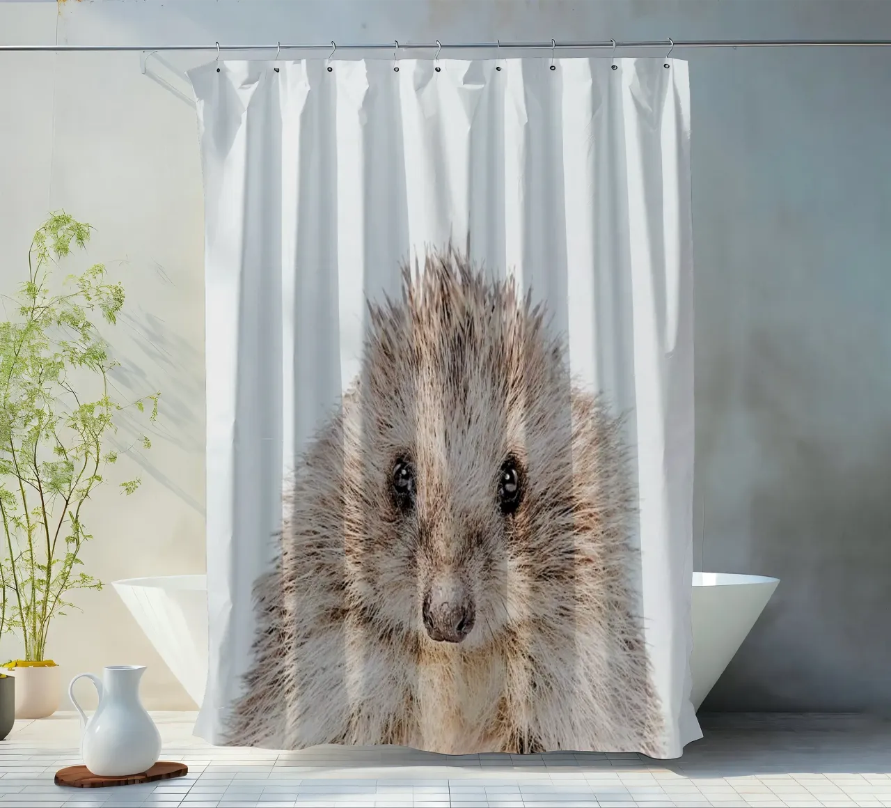 Hedgehog shower curtain by Paws & Claws