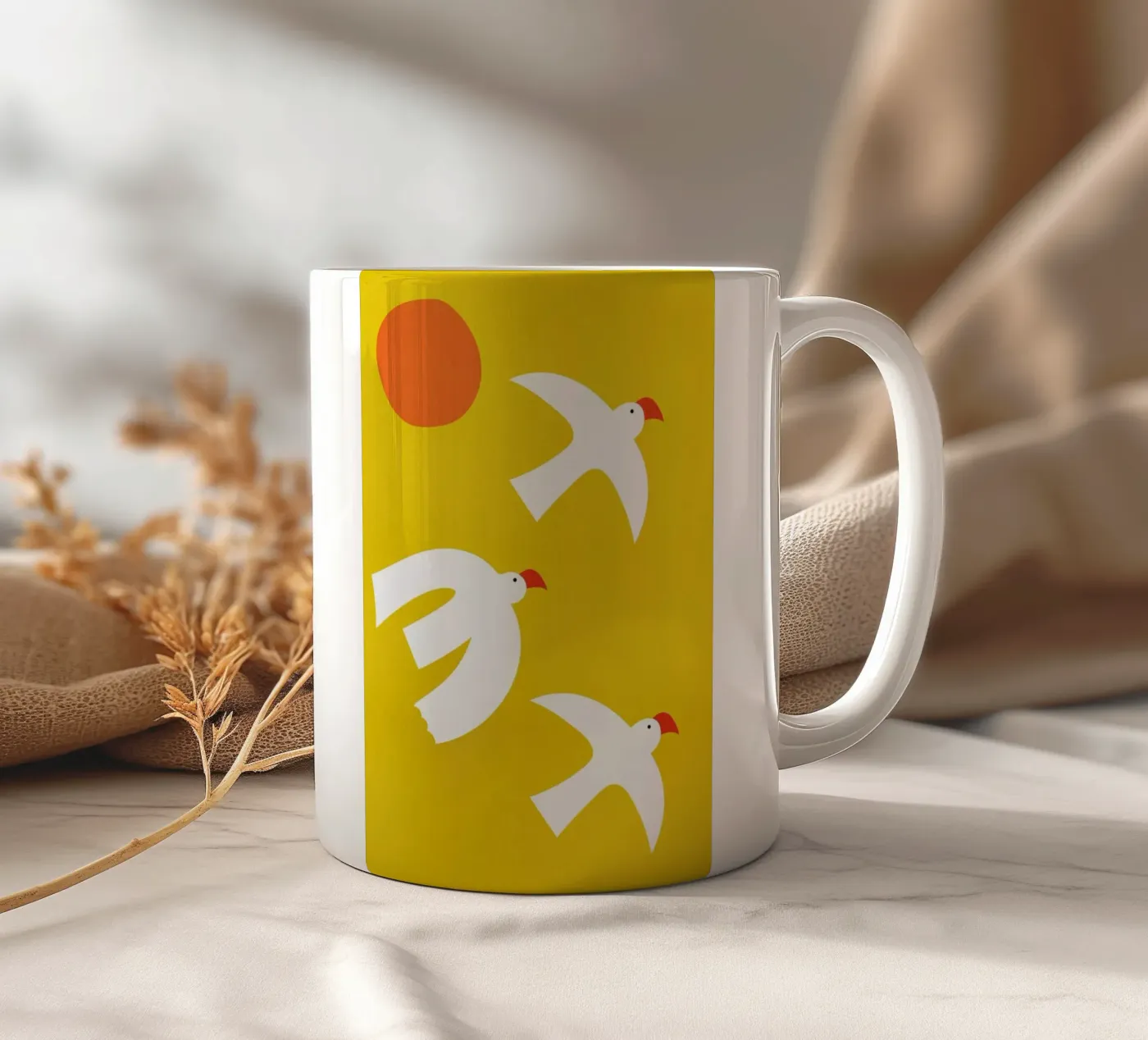 Flying Doves ceramic mug by Little Flourishes