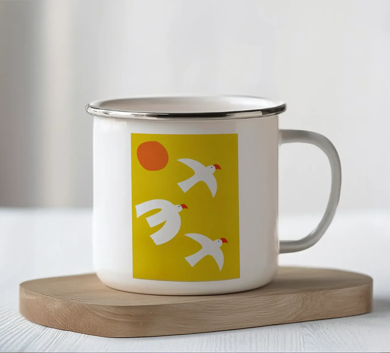 Flying Doves taza de esmalte de Little Flourishes