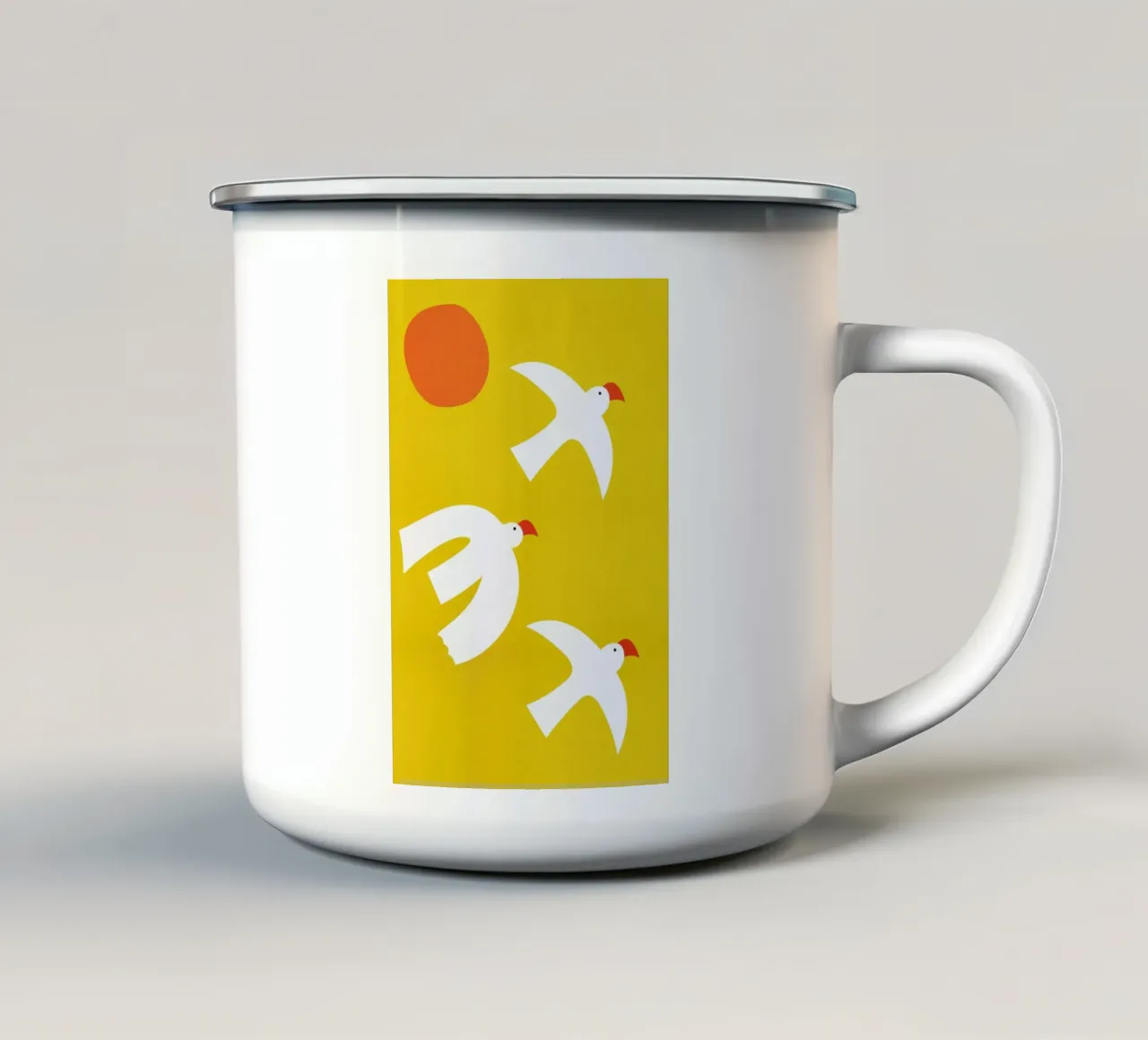 Flying Doves enamel mug by Little Flourishes