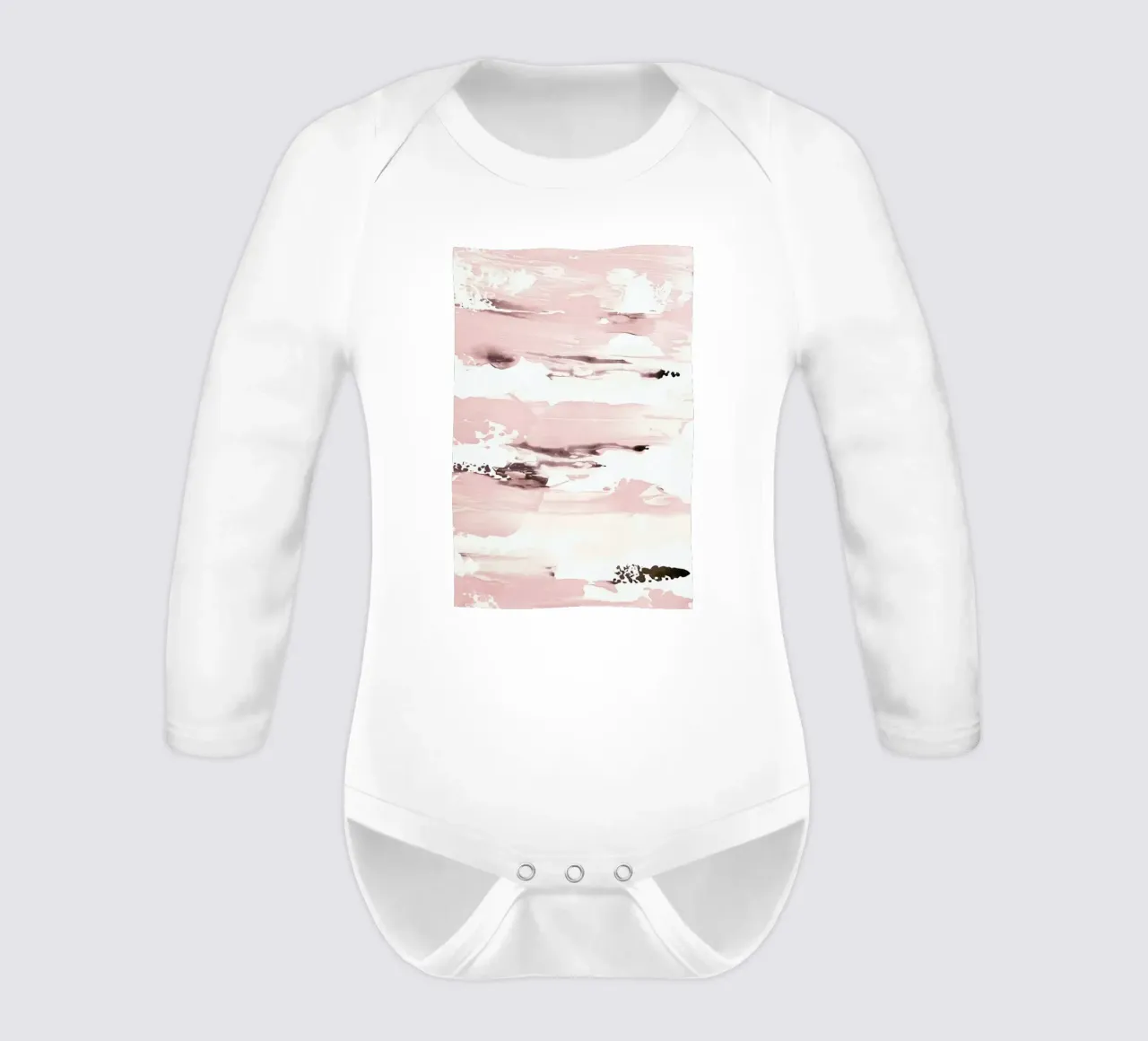Abstract Pink long-sleeve baby romper by Babett Schultze