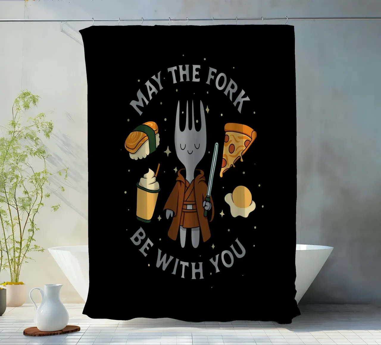 May the Fork be with you shower curtain by Loobs
