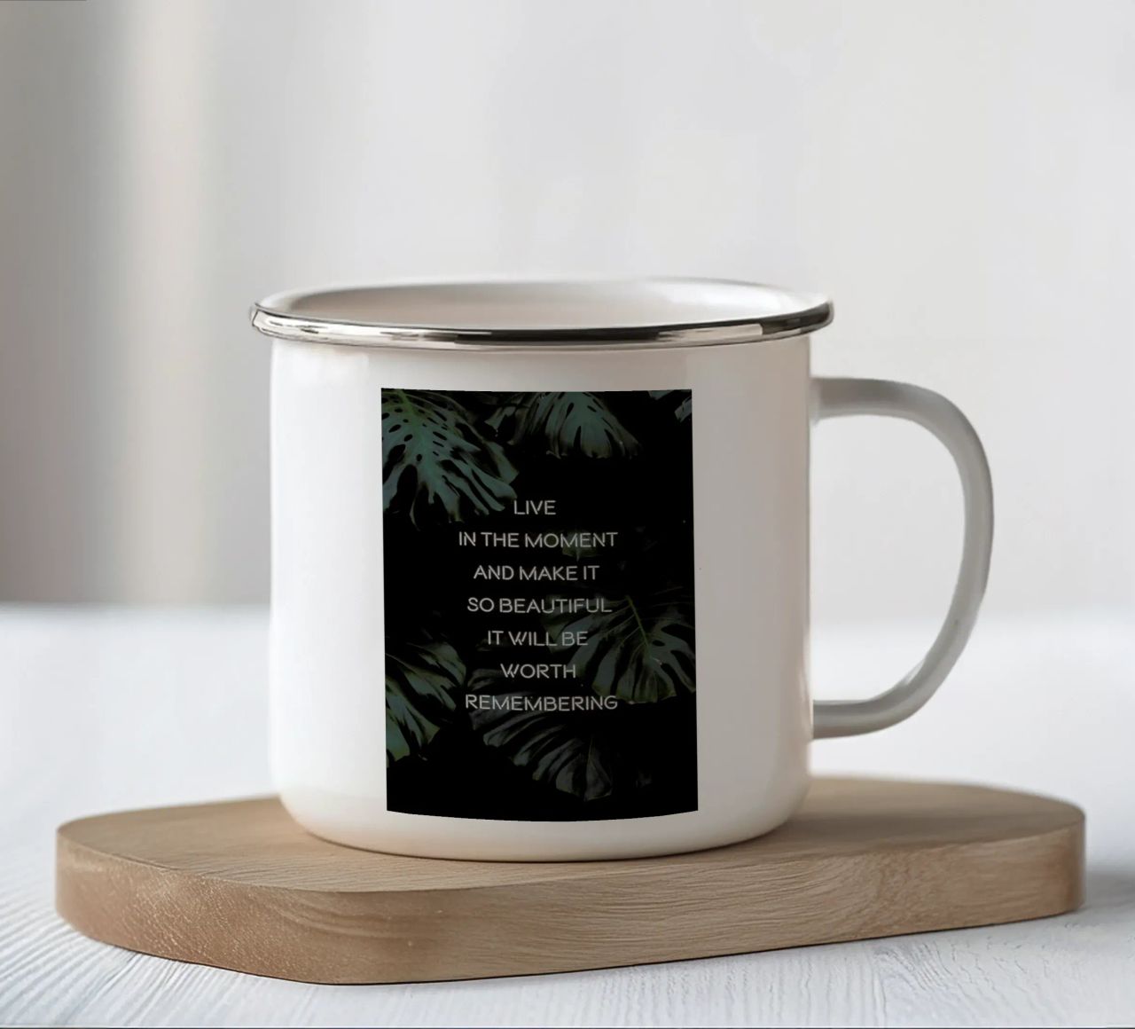 Live in the Moment tazza in smalto da Oh Darling